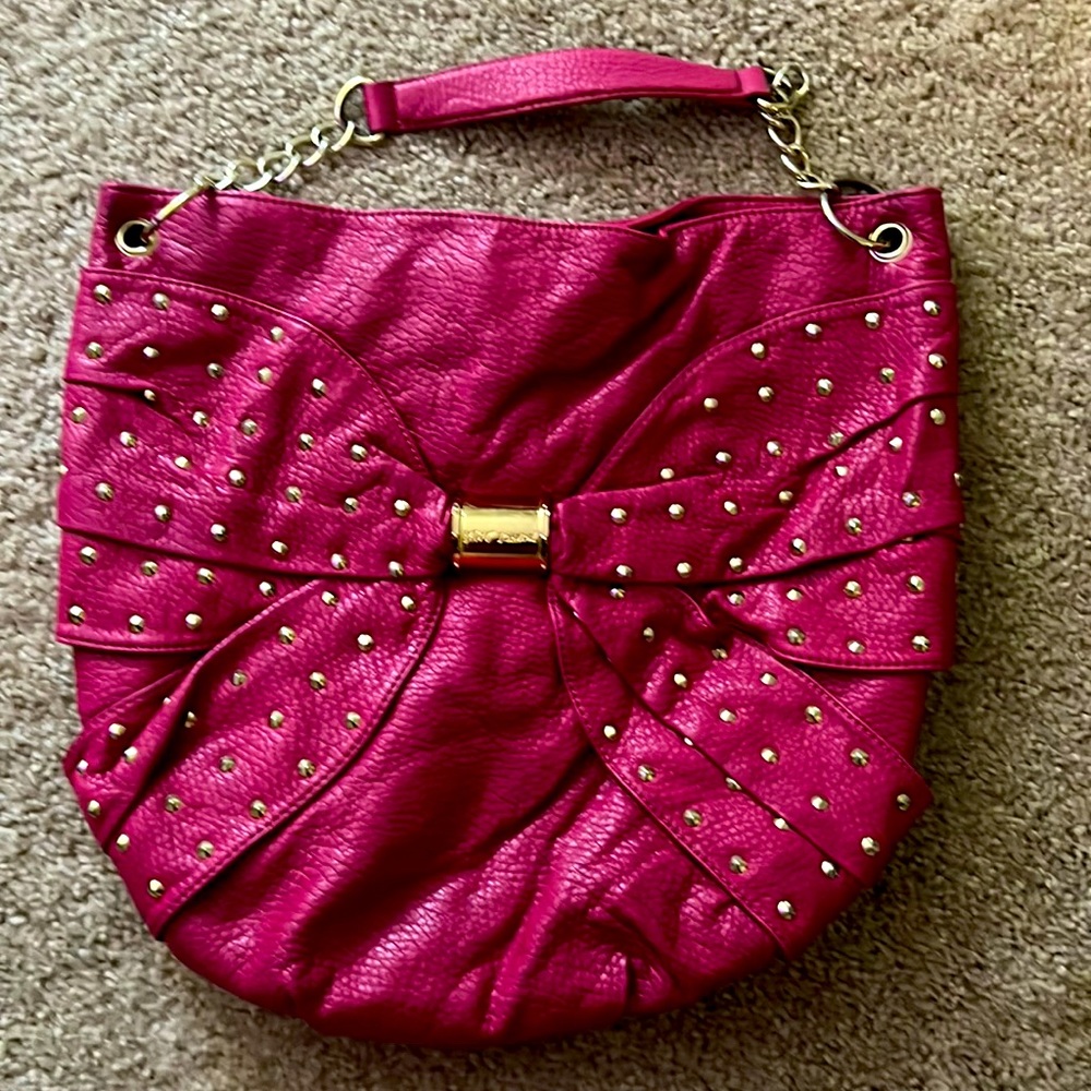 Bright pink original Betsy Johnson hobo bag.